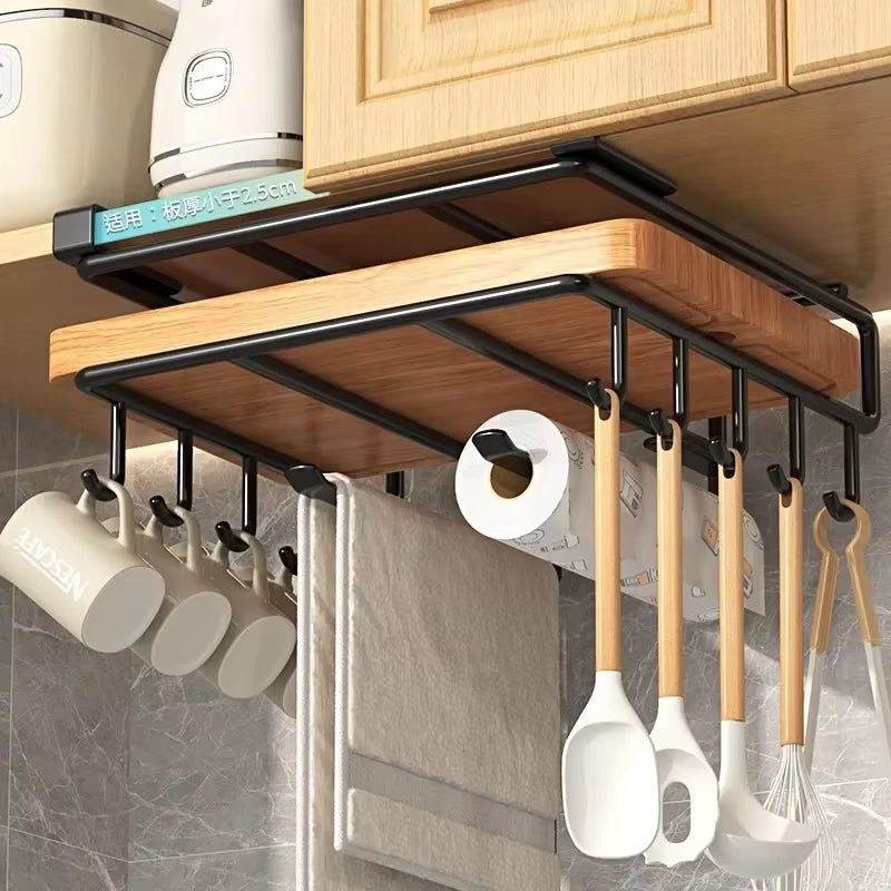 Maximize Your Space with Our Versatile Kitchen Hanging Organizer Rack – Perfect for Paper Towels, Rags, Cutting Boards, and More!