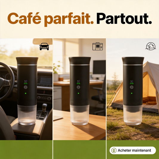 Machine Expresso Portable 3-en-1 avec écran numérique- capsules et moulu